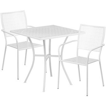 Flash Furniture 28'' Square Indoor-Outdoor Steel Patio Table Set with 2 Square Back Chairs