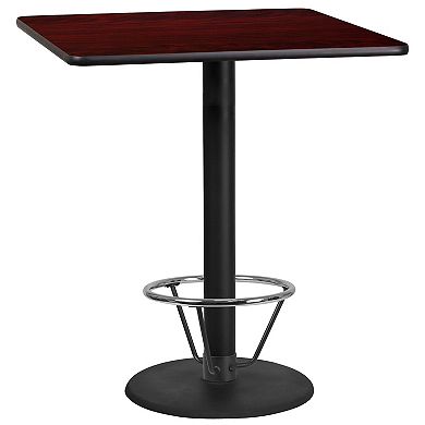 Flash Furniture 36'' Square Laminate Table Top with 24'' Round Bar Height Table Base