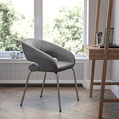 Flash Furniture Contemporary LeatherSoft Side Reception Chair with Chrome Legs