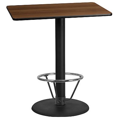 Flash Furniture 30'' x 42'' Rectangular Table Top with 24'' Round Bar Height Table Base
