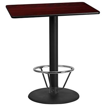 Flash Furniture 30'' x 42'' Rectangular Table Top with 24'' Round Bar Height Table Base