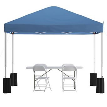 Flash Furniture 10' x 10' Pop Up Canopy, Folding Table and 4 Folding Chairs Bundle