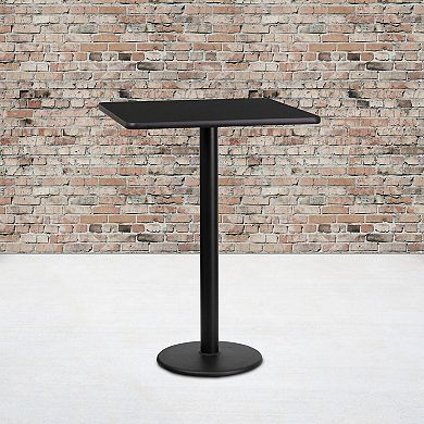 Flash Furniture 24'' Square Laminate Table Top with 18'' Round Bar Height Table Base