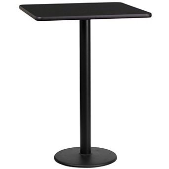 Flash Furniture 24'' Square Laminate Table Top with 18'' Round Bar Height Table Base