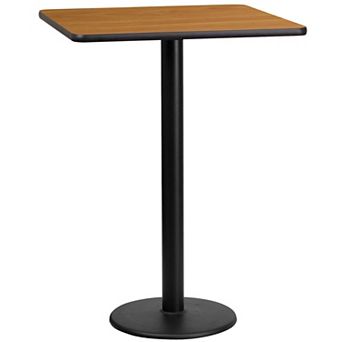 Flash Furniture 24'' Square Laminate Table Top with 18'' Round Bar Height Table Base
