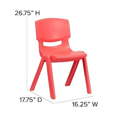 Flash Furniture 4 Pack Plastic Stack School Chair with 15.5"H Seat, 3rd-7th School Chair