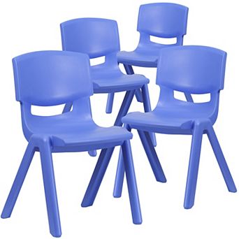 Flash Furniture 4 Pack Plastic Stack School Chair with 15.5"H Seat, 3rd-7th School Chair