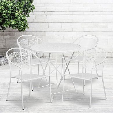Flash Furniture 30'' Round Indoor-Outdoor Steel Folding Patio Table Set with 4 Round Back Chairs
