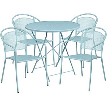 Flash Furniture 30'' Round Indoor-Outdoor Steel Folding Patio Table Set with 4 Round Back Chairs