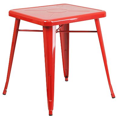Flash Furniture 23.75'' Square Metal Indoor-Outdoor Table Set with 2 Stack Chairs