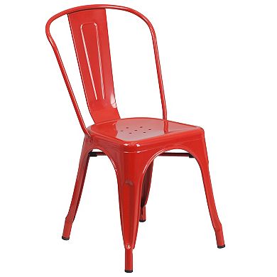 Flash Furniture 23.75'' Square Metal Indoor-Outdoor Table Set with 2 Stack Chairs