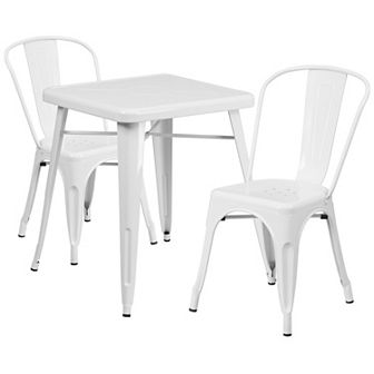 Flash Furniture 23.75'' Square Metal Indoor-Outdoor Table Set with 2 Stack Chairs