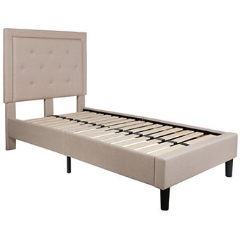 Flash Furniture Panel Button Tufted Upholstered Platform Bed Frame - No Box Spring Required