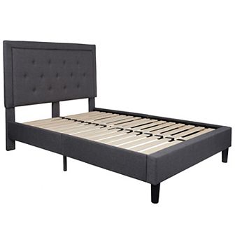 Flash Furniture Panel Button Tufted Upholstered Platform Bed Frame - No Box Spring Required