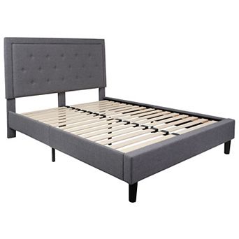 Flash Furniture Panel Button Tufted Upholstered Platform Bed Frame - No Box Spring Required