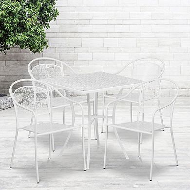 Flash Furniture 28'' Square Indoor-Outdoor Steel Patio Table Set with 4 Round Back Chairs