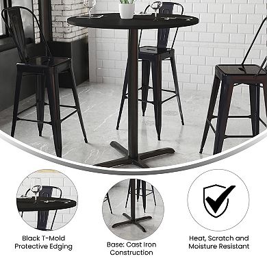 Flash Furniture 36'' Round Laminate Table Top with 30'' x 30'' Bar Height Table Base
