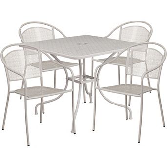Flash Furniture 35.5'' Square Indoor-Outdoor Steel Patio Table Set with 4 Round Back Chairs
