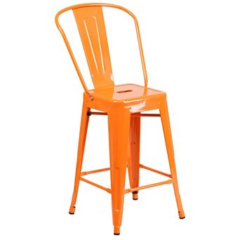 Flash Furniture 24'' High Metal Indoor-Outdoor Counter Height Stool with Back