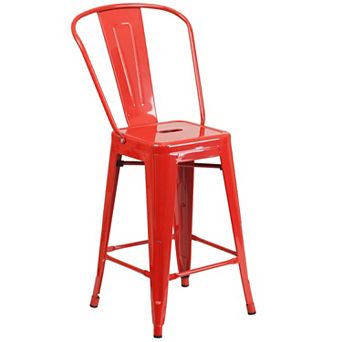 Flash Furniture 24'' High Metal Indoor-Outdoor Counter Height Stool with Back