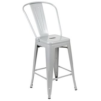 Flash Furniture 24'' High Metal Indoor-Outdoor Counter Height Stool with Back
