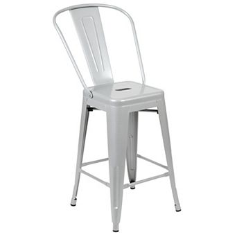 Flash Furniture 24'' High Metal Indoor-Outdoor Counter Height Stool with Back