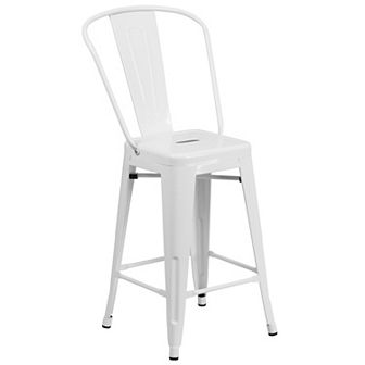 Flash Furniture 24'' High Metal Indoor-Outdoor Counter Height Stool with Back