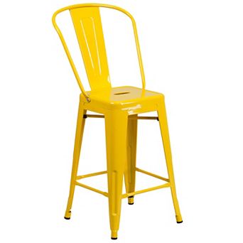 Flash Furniture 24'' High Metal Indoor-Outdoor Counter Height Stool with Back
