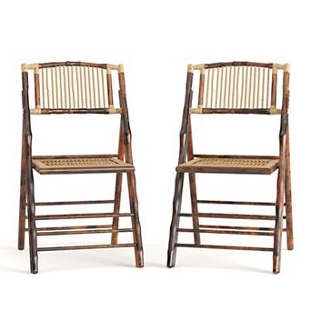 Flash Furniture 2 pk Rattan Wood Folding Chair - Event Folding Chair - Commercial Folding Chair