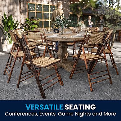Flash Furniture 2 PK Rattan Wood Folding Chair - Event Folding Chair - Commercial Folding Chair