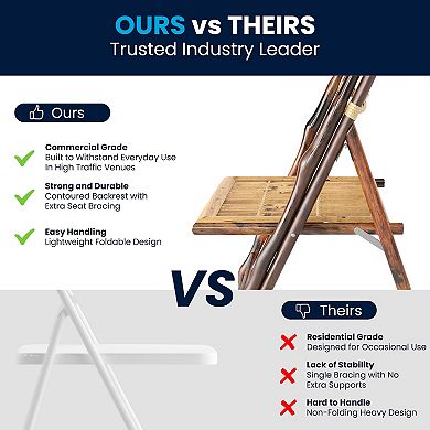 Flash Furniture 2 PK Rattan Wood Folding Chair - Event Folding Chair - Commercial Folding Chair