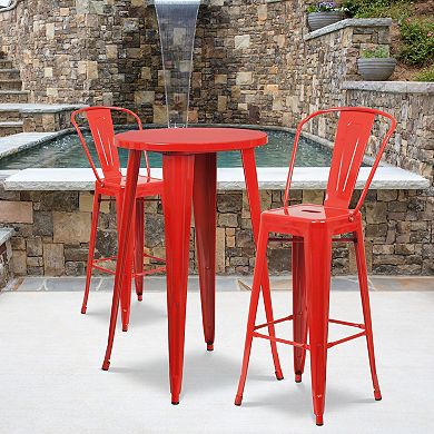 Flash Furniture 24'' Round Metal Indoor-Outdoor Bar Table Set with 2 Cafe Stools