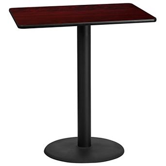 Flash Furniture 30'' x 42'' Rectangular Laminate Table Top with 24'' Round Bar Height Table Base