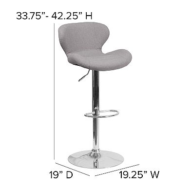 Flash Furniture Contemporary Vinyl Adjustable Barstool with Curved Back & Chrome Base