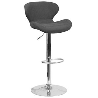 Flash Furniture Contemporary Vinyl Adjustable Barstool with Curved Back & Chrome Base