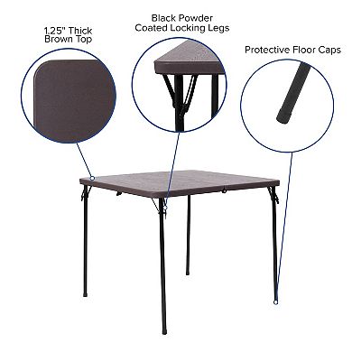 Flash Furniture 2.83-Foot Square Bi-Fold Plastic Folding Table with Carrying Handle