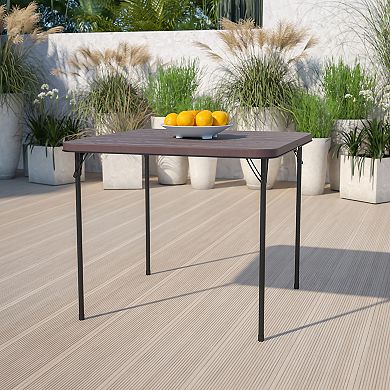 Flash Furniture 2.83-Foot Square Bi-Fold Plastic Folding Table with Carrying Handle