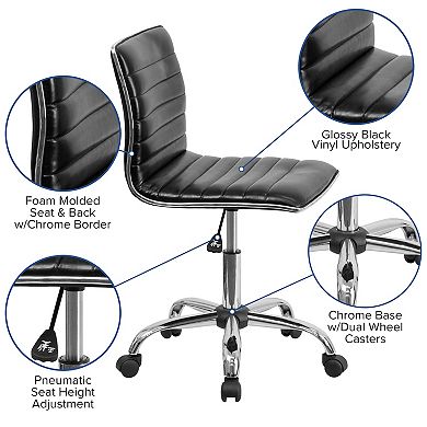 Flash Furniture Low Back Designer Armless Ribbed Swivel Task Office Chair