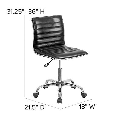 Flash Furniture Low Back Designer Armless Ribbed Swivel Task Office Chair