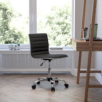 Flash Furniture Low Back Designer Armless Ribbed Swivel Task Office Chair