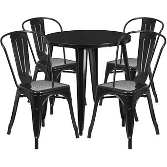 Flash Furniture 30'' Round Metal Indoor-Outdoor Table Set with 4 Cafe Chairs