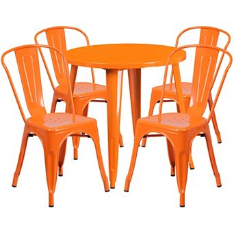 Flash Furniture 30'' Round Metal Indoor-Outdoor Table Set with 4 Cafe Chairs
