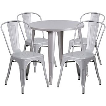 Flash Furniture 30'' Round Metal Indoor-Outdoor Table Set with 4 Cafe Chairs