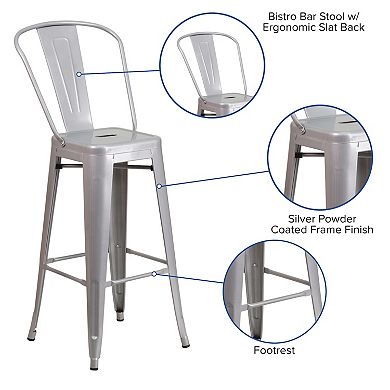Flash Furniture 30'' High Metal Indoor-Outdoor Barstool with Back