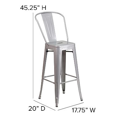 Flash Furniture 30'' High Metal Indoor-Outdoor Barstool with Back