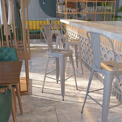 Flash Furniture 30'' High Metal Indoor-Outdoor Barstool with Back