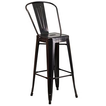 Flash Furniture 30'' High Metal Indoor-Outdoor Barstool with Back