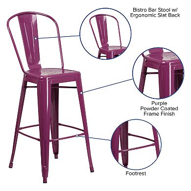 Flash Furniture 30'' High Metal Indoor-Outdoor Barstool with Back