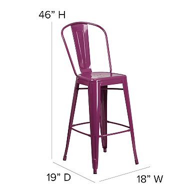 Flash Furniture 30'' High Metal Indoor-Outdoor Barstool with Back