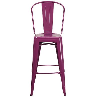 Flash Furniture 30'' High Metal Indoor-Outdoor Barstool with Back